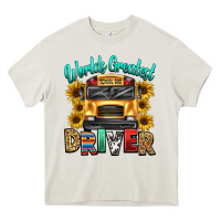 Cream worlds greatest school bus driver Heavy Core Tee - texasbilliewilder