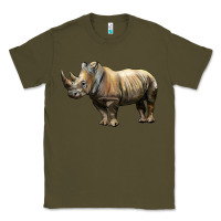 Army Green Rhino Illustrations Classic Tee - LillyAllenDesigns