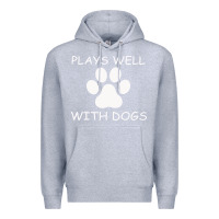 Heather Grey Plays Well With Dogs Premium Hoodie - Bettercallsaul