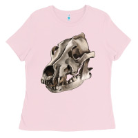 Bubblegum Pink Wolf skull Ladies Tee - RanaPortraitStore