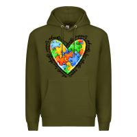 Army Green autism heart Premium Hoodie - JahusDesignShop