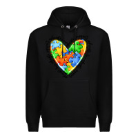 Black autism heart Premium Hoodie - JahusDesignShop