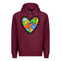Burgundy autism heart Premium Hoodie - JahusDesignShop
