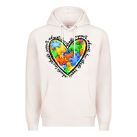 Pale Pink autism heart Premium Hoodie - JahusDesignShop