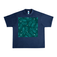 Navy Tropical  Leaves Seamless Pattern Urban Heavy Tee - BundleAndBundleShop