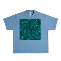 Pebble Blue Tropical  Leaves Seamless Pattern Urban Heavy Tee - BundleAndBundleShop