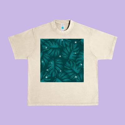 Tropical  Leaves Seamless Pattern Urban Heavy Tee Designed By Bundleandbundleshop