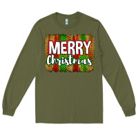 Army Green merry christmas brushstroke Long Sleeve Tee - Jasminsmagicworld