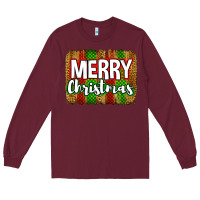 Burgundy merry christmas brushstroke Long Sleeve Tee - Jasminsmagicworld