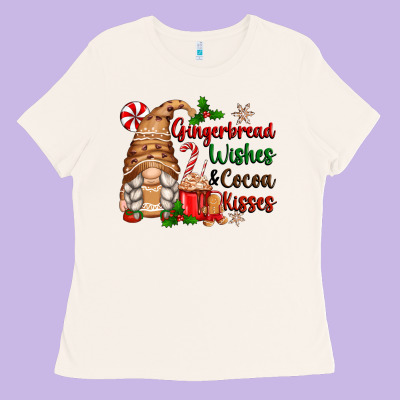 Gingerbread Wishes And Cocoa Kisses Ladies Tee Designed By Zillion Design Studio