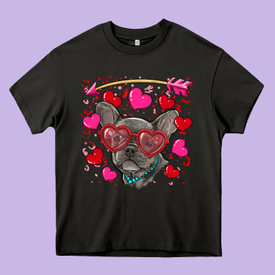 Heavy Core Tee valentine's day french bulldog puppy