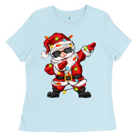 Baby Blue dabbing santa with christmas lights Ladies Tee - Zillion Design Studio