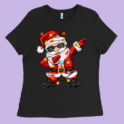 Dabbing Santa With Christmas Lights Ladies Tee Designed By Zillion Design Studio