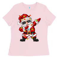 Bubblegum Pink dabbing santa with christmas lights Ladies Tee - Zillion Design Studio