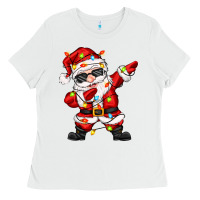 White dabbing santa with christmas lights Ladies Tee - Zillion Design Studio
