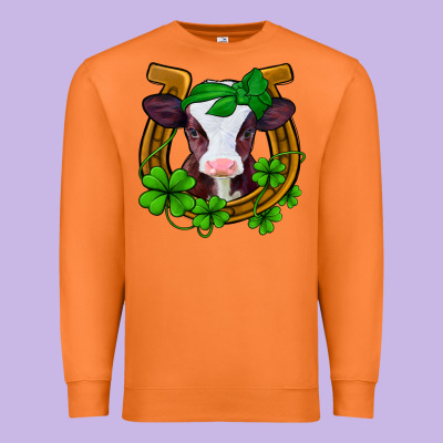 Lucky Horseshoe 4 Leaf Clover Baby Calf Premium Sweatshirt Designed By Jasminsmagicworld