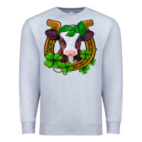 Heather Grey lucky horseshoe 4 leaf clover baby calf Premium Sweatshirt - Jasminsmagicworld