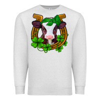 Oatmeal Heather lucky horseshoe 4 leaf clover baby calf Premium Sweatshirt - Jasminsmagicworld