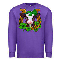Purple lucky horseshoe 4 leaf clover baby calf Premium Sweatshirt - Jasminsmagicworld