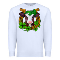 White lucky horseshoe 4 leaf clover baby calf Premium Sweatshirt - Jasminsmagicworld