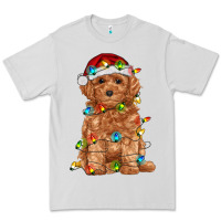 Dove Grey toy poodle with christmas lights Premium Tee - RanaPortraitStore