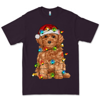 Plum toy poodle with christmas lights Premium Tee - RanaPortraitStore