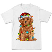 White toy poodle with christmas lights Premium Tee - RanaPortraitStore