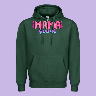 Mama Saurus Zipper Hoodie Designed By Maliassmallbusiness