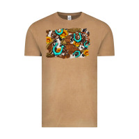Western Cowhide Horseshoe Sunflower Background Vintage Tee | Teevron