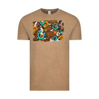 Vintage Coffee western cowhide horseshoe sunflower background Vintage Tee - AdoDesignShop