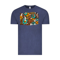 Vintage Denim western cowhide horseshoe sunflower background Vintage Tee - AdoDesignShop