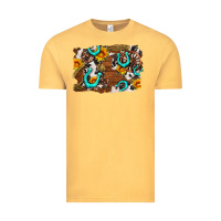 Vintage Mustard western cowhide horseshoe sunflower background Vintage Tee - AdoDesignShop