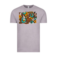 Vintage Zinc western cowhide horseshoe sunflower background Vintage Tee - AdoDesignShop