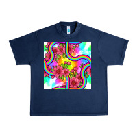 Navy tie dye floral seamless pattern Urban Heavy Tee - BundleAndBundleShop