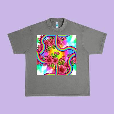 Tie Dye Floral Seamless Pattern Urban Heavy Tee Designed By Bundleandbundleshop