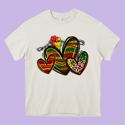 Juneteenth Hearts Heavy Core Tee Designed By Zillion Design Studio