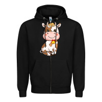 Black cartoon cow Zipper Hoodie - NancyCooperArtShop