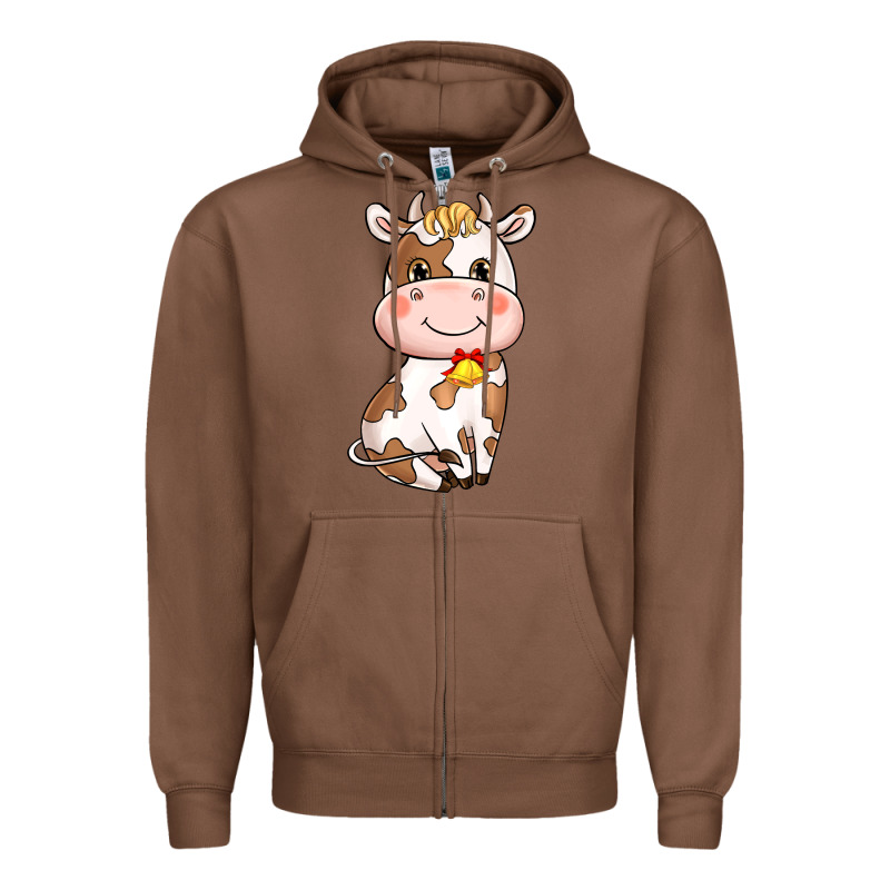 Cartoon Cow Zipper Hoodie by NancyCooperArtShop | Teevron