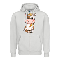 Dove Grey cartoon cow Zipper Hoodie - NancyCooperArtShop