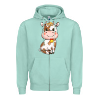 Seafoam cartoon cow Zipper Hoodie - NancyCooperArtShop
