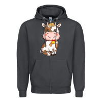 Smoke cartoon cow Zipper Hoodie - NancyCooperArtShop