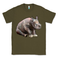 Army Green Baby Rhino Illustrations Classic Tee - LillyAllenDesigns