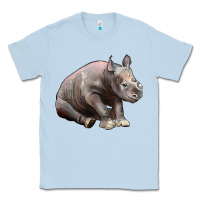 Dusty Blue Baby Rhino Illustrations Classic Tee - LillyAllenDesigns