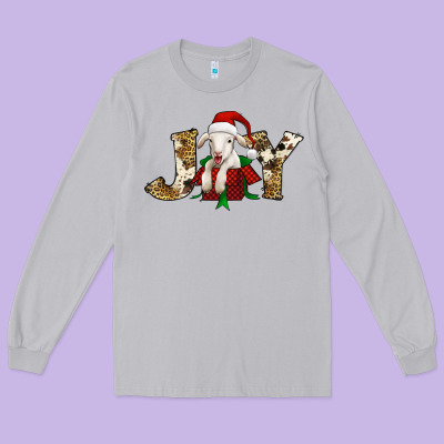 Joy Christmas Lamb Long Sleeve Tee Designed By Jasminsmagicworld