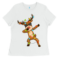 White dabbing deer Ladies Tee - Zillion Design Studio