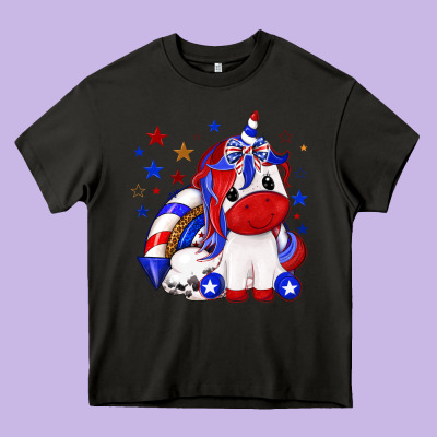 Heavy Core Tee 4th of july american unicorn