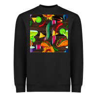 Black margarita and taco seamless pattern Heavyweight Sweatshirt - BundleAndBundleShop