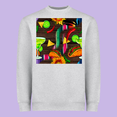 Margarita And Taco Seamless Pattern Heavyweight Sweatshirt Designed By Bundleandbundleshop