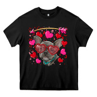 Black valentine's day french bulldog puppy Heavy Core Tee - RanaPortraitStore