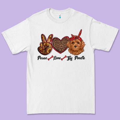Peace Love Toy Poodle Premium Tee Designed By Ranaportraitstore